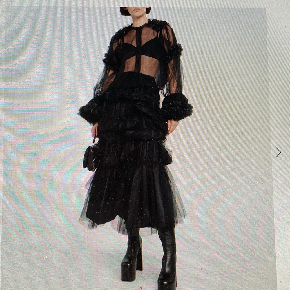 NWT NOIR Kei NINOMIYA tulle Trimmed top NEW w tags size s/m